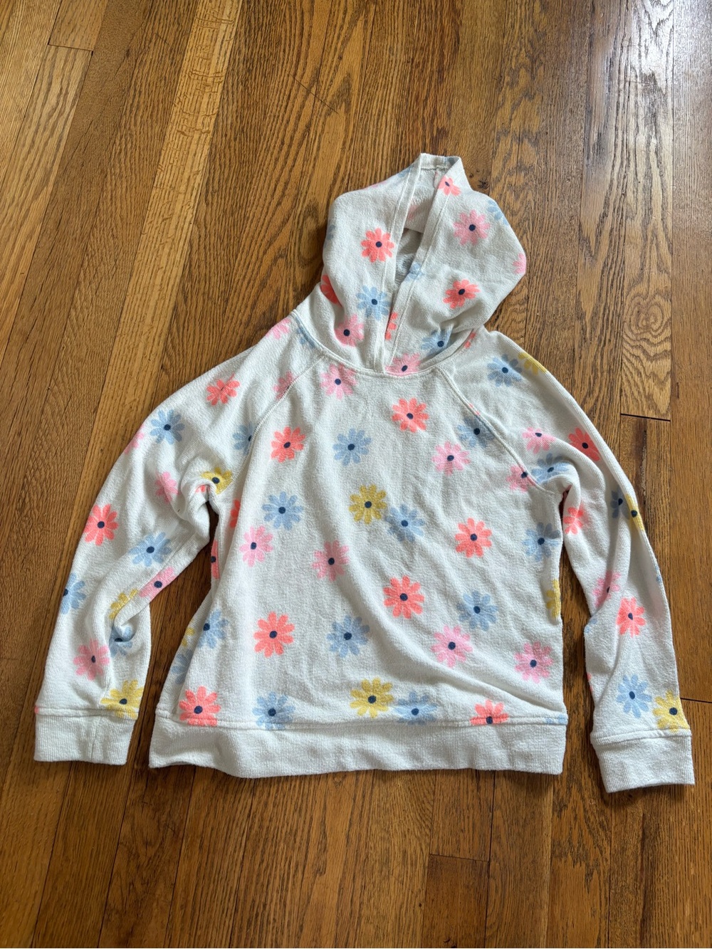 Cat & Jack Cream Floral Hoodie Sweater with Pink, Blue & Yellow Flowers